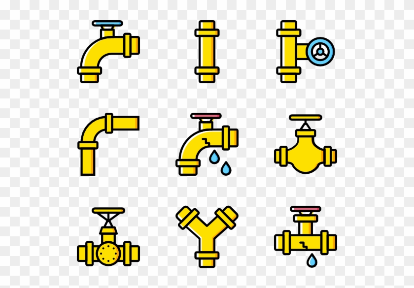 Pipes And Water Flow - Water Pipes Flat Icon Clipart