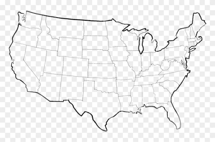 Usa Map Png Picture - Black And White American Map Clipart #331915