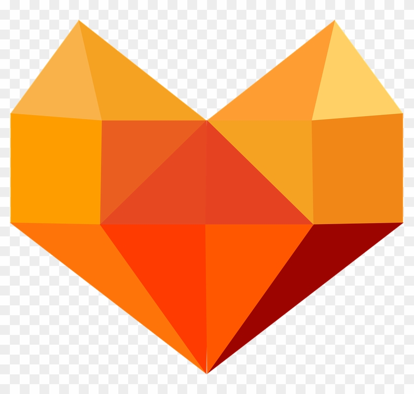 Heart, Graphics, Vector, Orange, 3d - 3d Vector Png Clipart