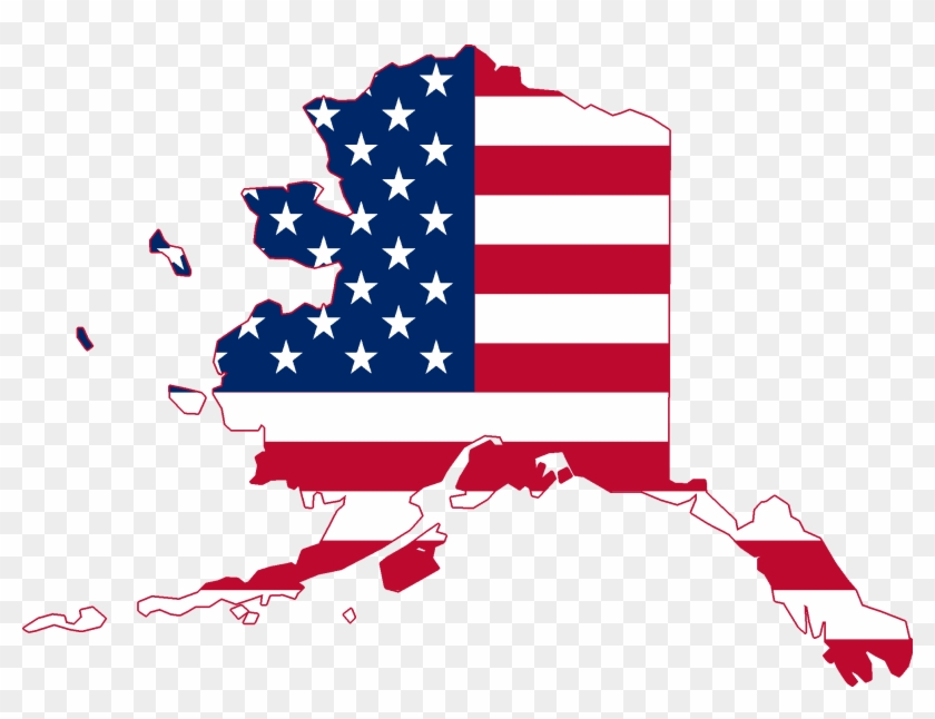 Flag Map Of Alaska - United States Clipart