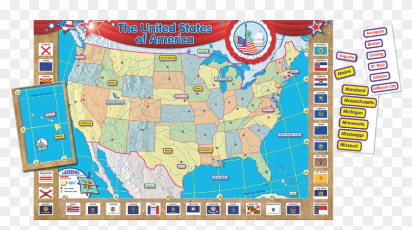 Tcr4403 Us Map Bulletin Board Display Set Image - Teacher Created Resources Us Map Bulletin Board Display Clipart