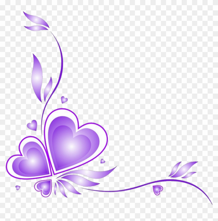 Mq Purple Love Hearts Heart Vector Border Borders - Pink Heart Border Png Clipart #332318
