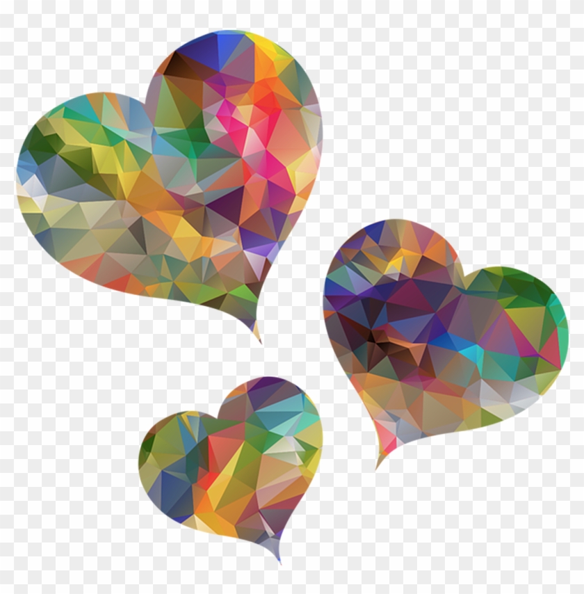 Three Hearts Hearts Painting Poly Shape - Three Hearts Clipart