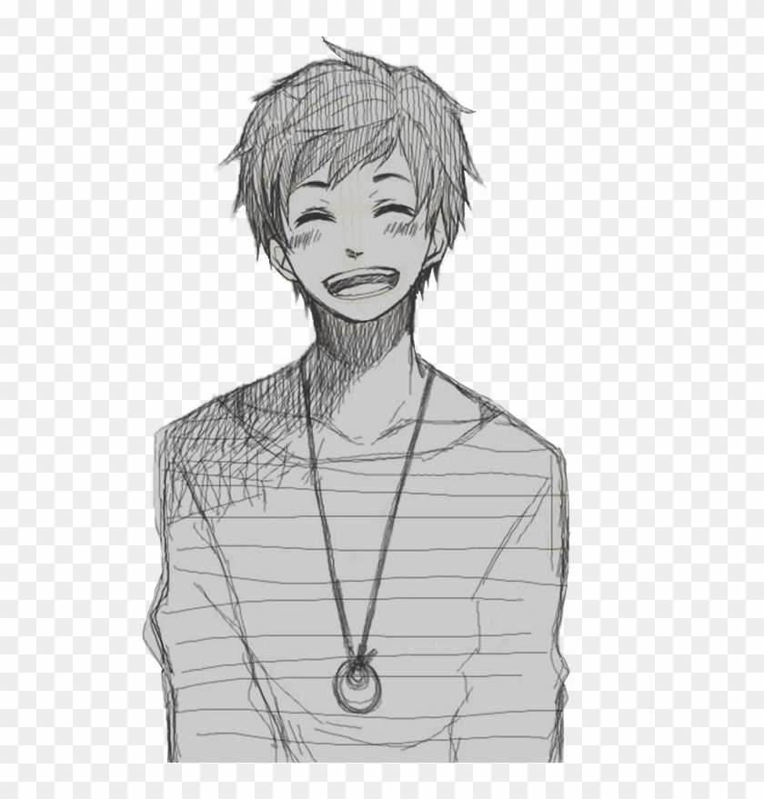 Animeboy Animemale Smile Laugh - Draw Anime Face Male Clipart