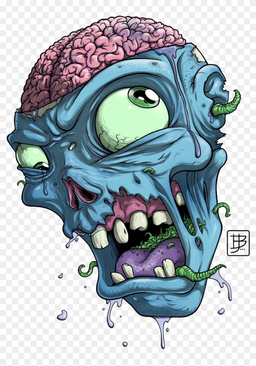 Graphic Free Zombie Head More From Brunojunges Tattoo - Zombie Head Drawing Clipart #334079