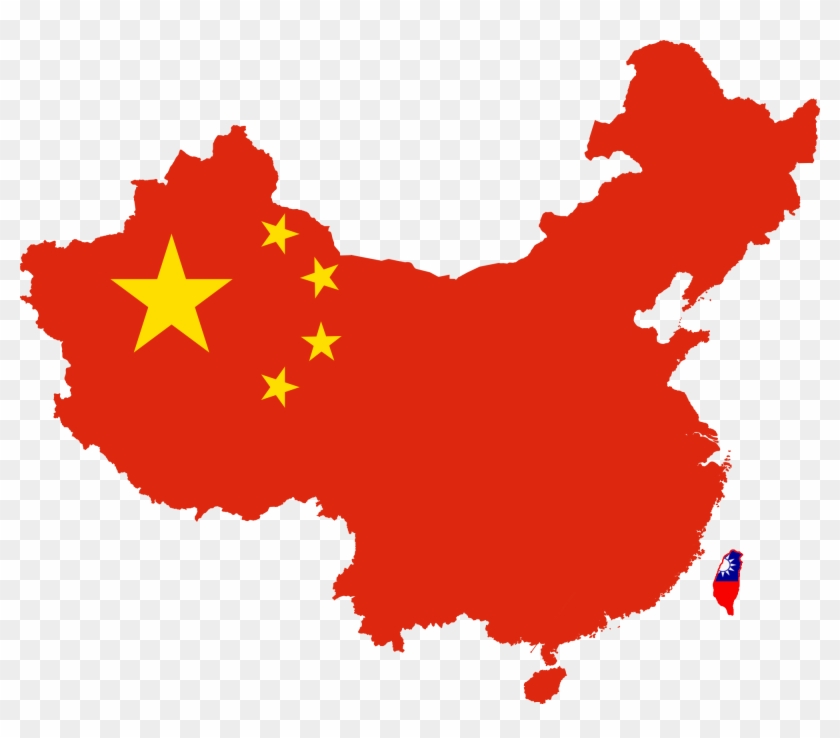 Map Of China In Colours Of Chinese Flag - China Flag Map Clipart