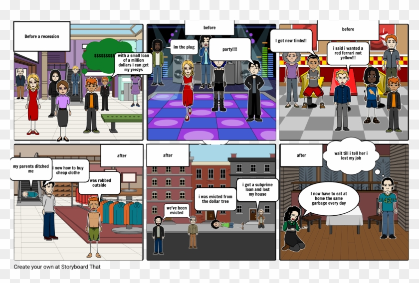 Before And During A Recession - Cartoon Clipart