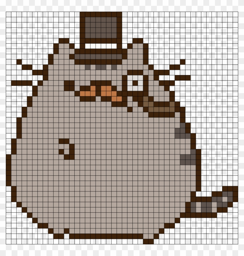 Download Fancy Pusheen Perler Bead Pattern Bead Sprite Pixel Art Pusheen Cat Clipart Png