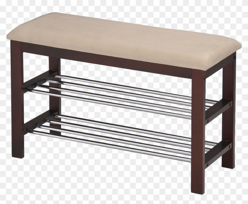Tulia Beige Fabric & Walnut Wood Frame 2 Tier Transitional - Поставка За Обувки Пейка Clipart