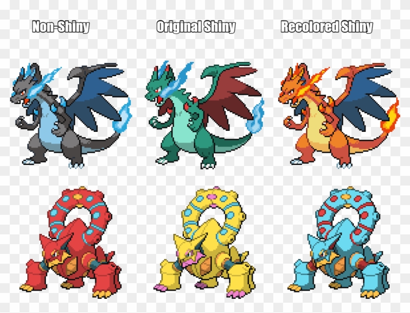 Artmega Charizard X And Volcanion Shiny Recolors I - Shiny Charizard Let's Go Clipart #336854