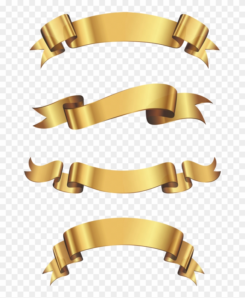 Gold Banners Vectors Free - Gold Certificate Ribbon Png Clipart #339149