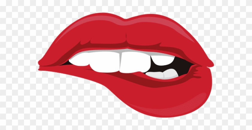 Drawn Tongue Lip Bite - Lips Icon Transparent Background Clipart