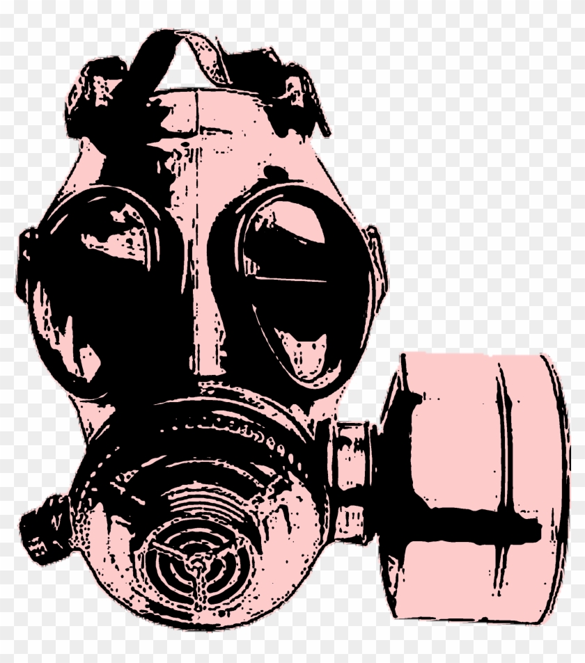 Gas Mask In Pink And Black - Skull Gas Mask Stencil Clipart #339276