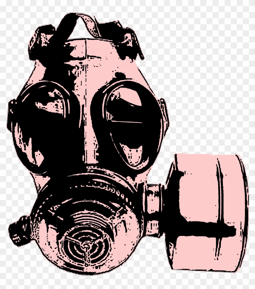 Gas Mask In Pink And Black - Skull Gas Mask Stencil Clipart