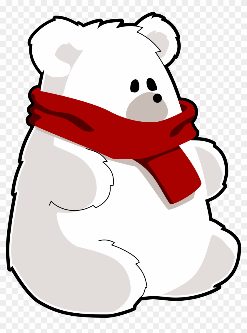 Red Scarf Cliparts - Polar Bear With Scarf - Png Download