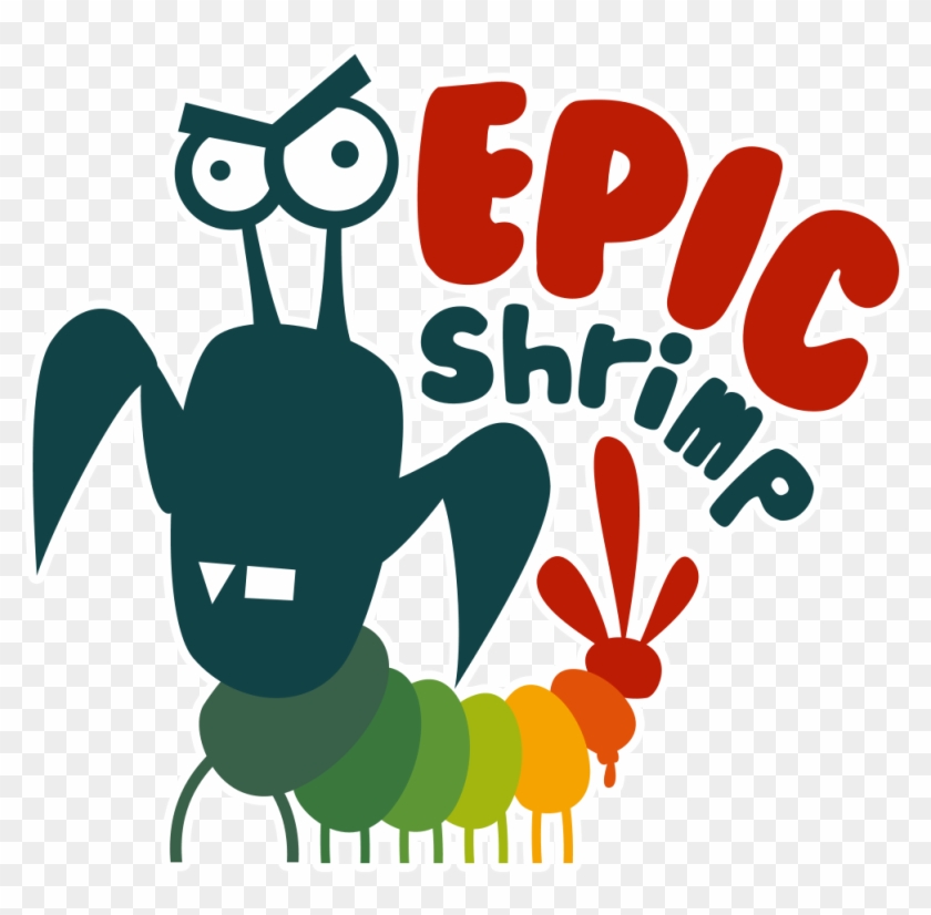 Epic Shrimp Logo With Stroke - Illustration Clipart