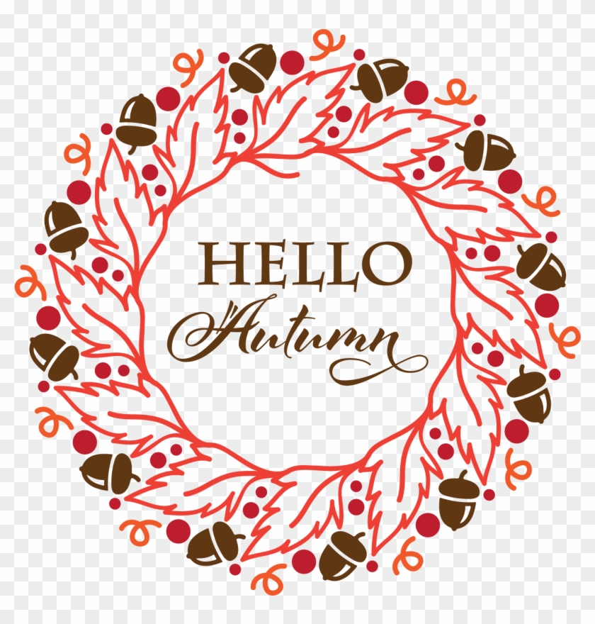 Hello Autumn Wreath - Circle Clipart #3300042