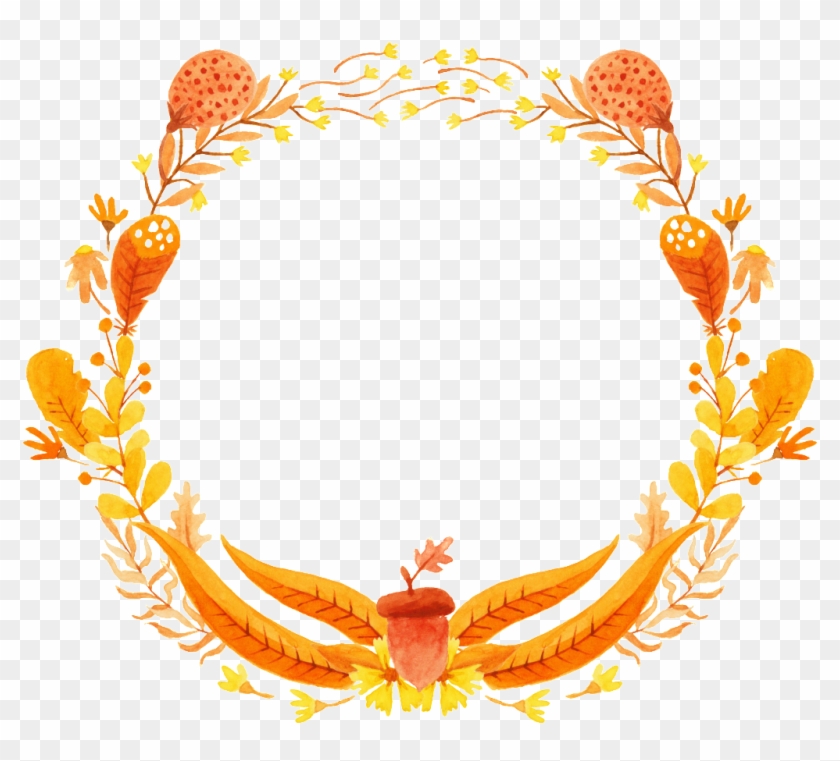 Autumn Wreath Free Vector , Png Download - Watercolor Painting Clipart