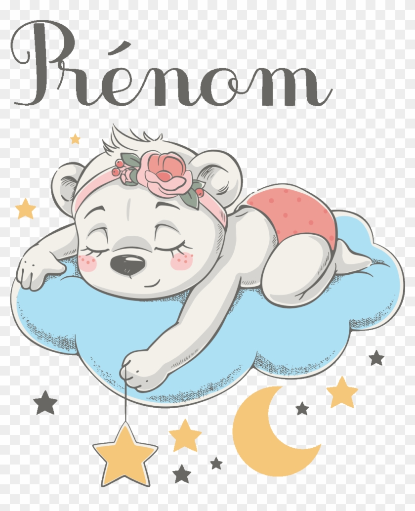 Sticker Prenom Personnalisable Ourson Fille Fait Dodo - Bella Noche Con Osos Clipart