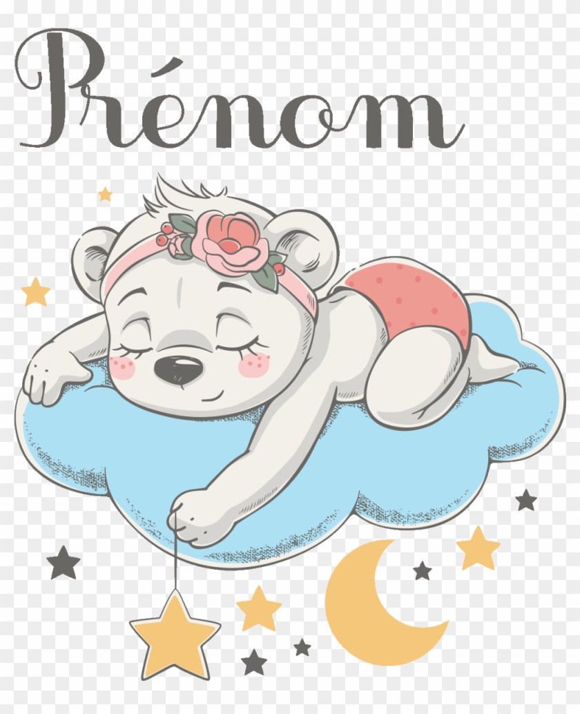 Sticker Prenom Personnalisable Ourson Fille Fait Dodo - Bella Noche Con Osos Clipart #3301201