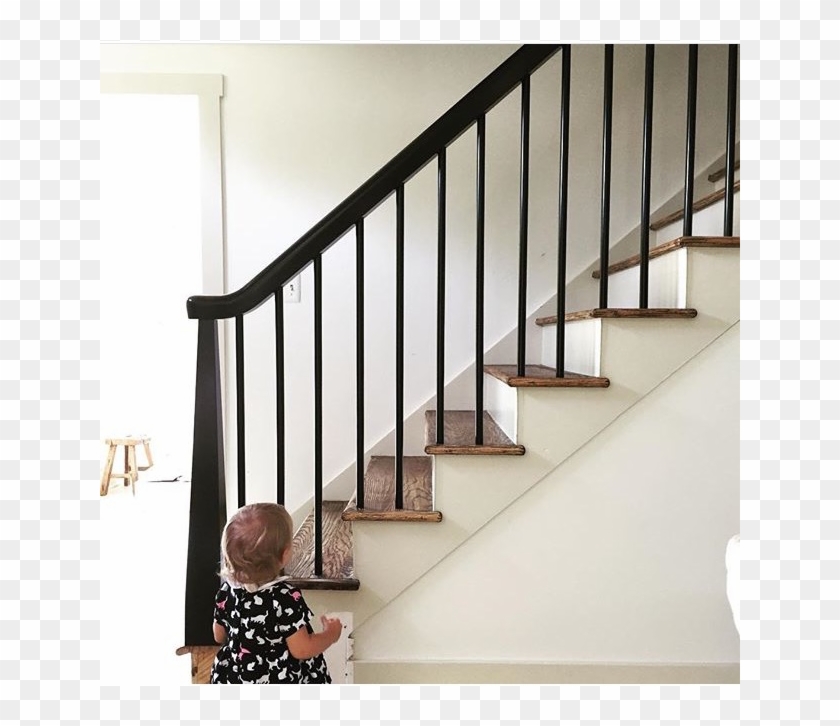 Our Finished-ish House Black Banister, Wood Stair Railings, - Simple Stair Railing Design Clipart #3301510