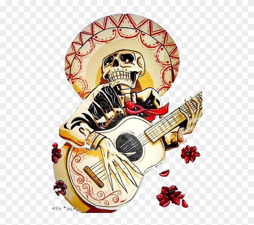 Bad Hombres - Outlaw Country - Dias De Los Muertos Acoustic Guitar Clipart #3301713
