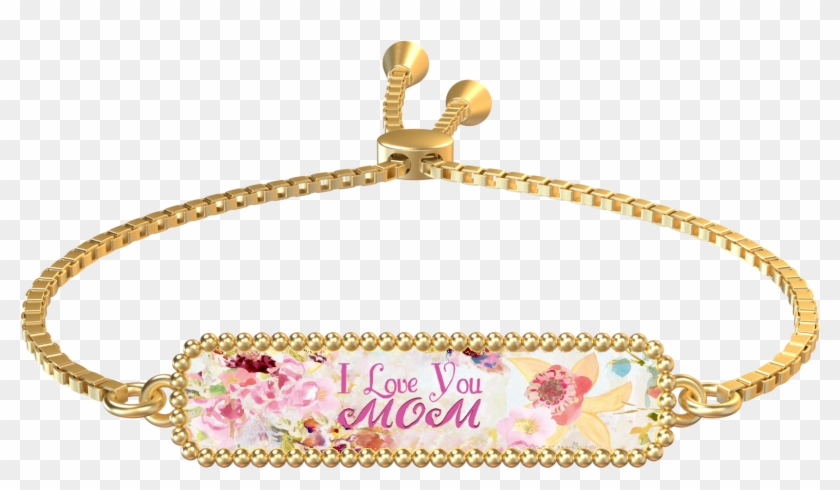 I Love You Mom Gold Rectangle Bracelet - Bracelet Clipart
