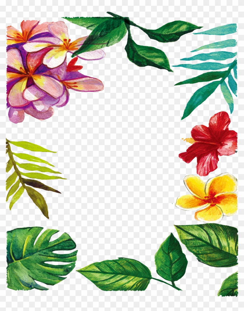 Marcos De Flores Vintage - Marco Watercolor Flowers Png Clipart #3304656