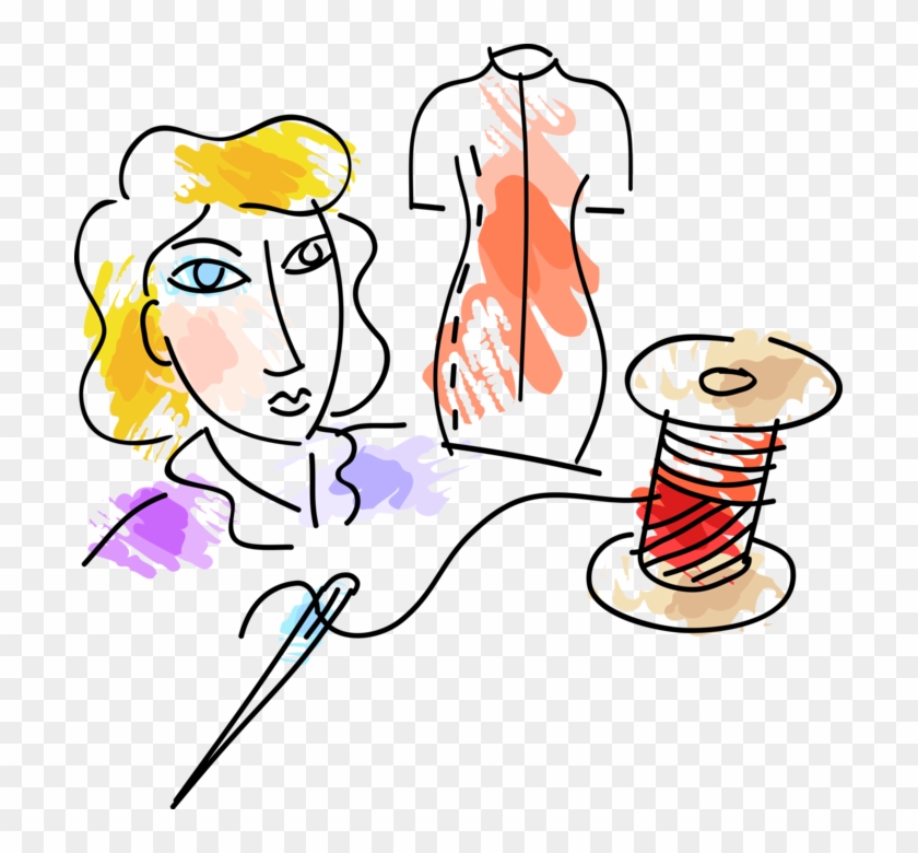 Vector Illustration Of Fashion Industry Dressmaker Clipart