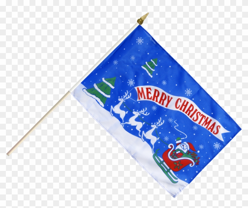 Buy Merry Christmas Santa Claus With Sledge Stick Flags - Flag Clipart #3307235
