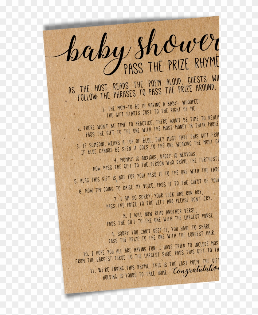 Pass The Prize Baby Shower - Calligraphy Clipart #3307835