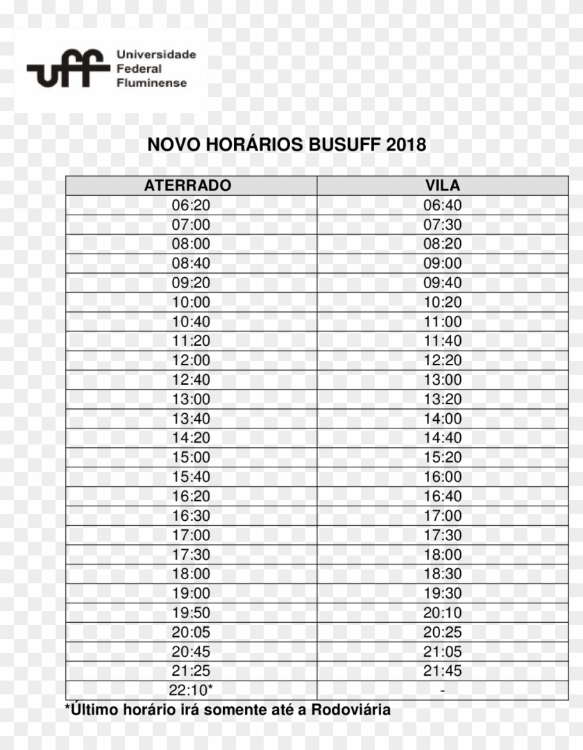Horários Busuff 2018 - Federal Fluminense University Clipart #3308216