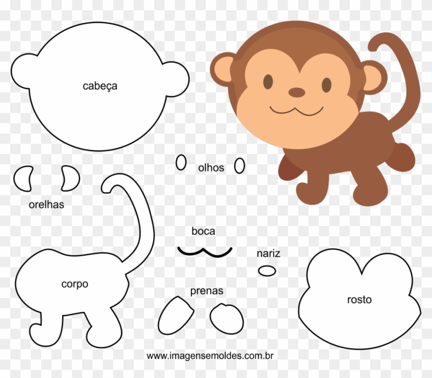 Molde De Macaco Para Eva Feltro E Artesanato - Molde De Macaquinho De Feltro Clipart
