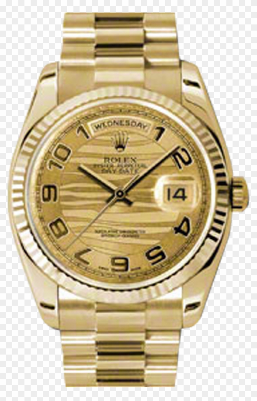 Rolex Day Date 36 118238 Glwafp Champagne Arabic Wave - Rolex Day Date Gold Black Clipart #3308703
