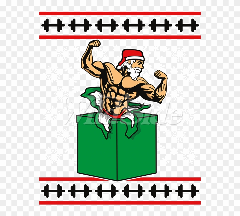 Buff Santa In Box - Cartoon Clipart #3308812