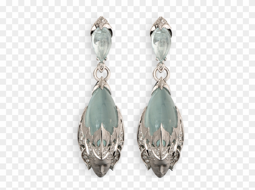 White Gold 18kt, Diamonds And Aquamarine - Earrings Clipart