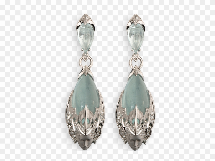 White Gold 18kt, Diamonds And Aquamarine - Earrings Clipart #3309439