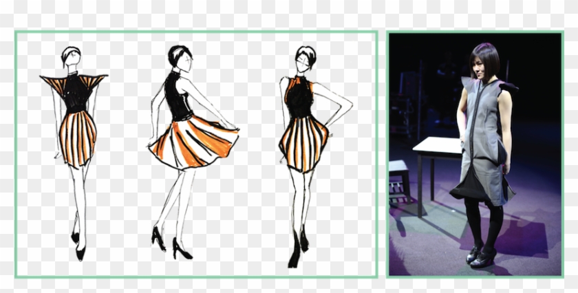 C) A Sensual Striking Silhouette Inspired By The Curvaceous - Hourglass Silhouette Dress Sketch Clipart #3309600