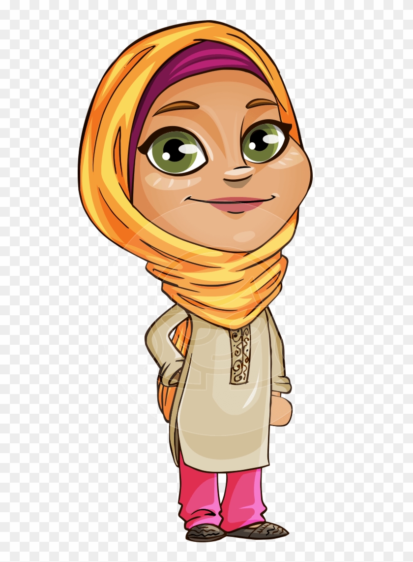 Nasira The Caring Arabic Girl - Arabic Girl Cartoon Kid Clipart