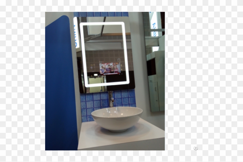 Led Light Bathroom Mirror With Touch Screen - Bathroom Sink Clipart