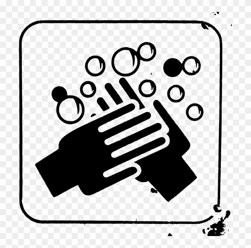 Hand Washing Black And White Soap Free Commercial Clipart - Wash Your Hands Sign Black And White - Png Download