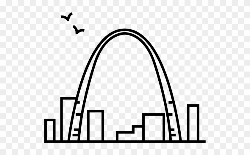 Pencil Drawing Gateway Arch Monument Architectural - Step By Step How To Draw Gateway Arch Clipart