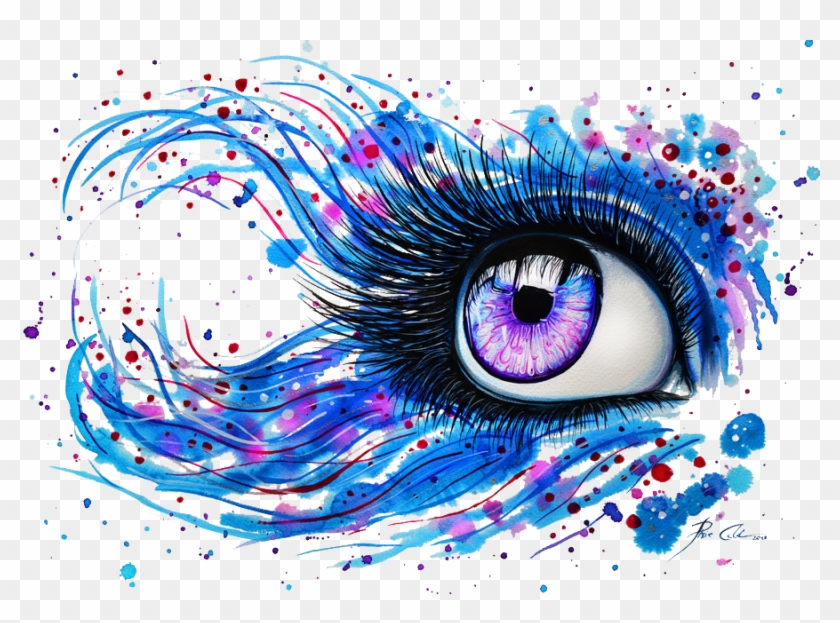 Clipart Black And White Stock Watercolor Painting Abstract - Colorful Drawings Of Eyes - Png Download