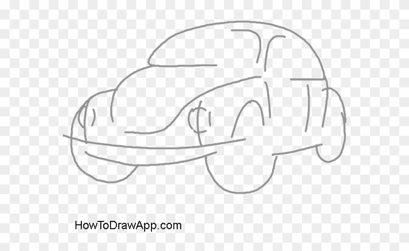 How To Draw A Volkswagen Beetle Step By Step - Line Art Clipart