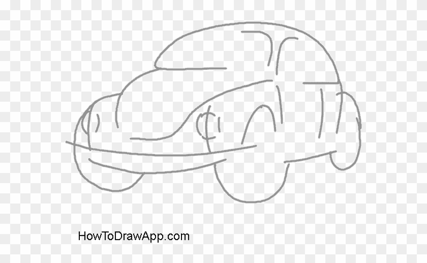 How To Draw A Volkswagen Beetle Step By Step - Line Art Clipart #3313424