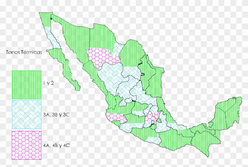 Zonas Térmicas De La República Mexicana - Map Clipart #3318358