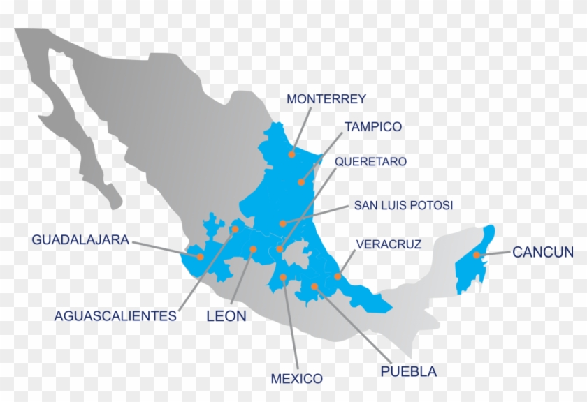 Contamos Con Oficinas En 11 Puntos Estratégicos De - Urban And Rural Areas Mexico Map Clipart #3318522