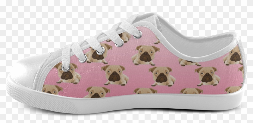 Cute Pugs On Pink Gradient Background Canvas Kid's - Skate Shoe Clipart