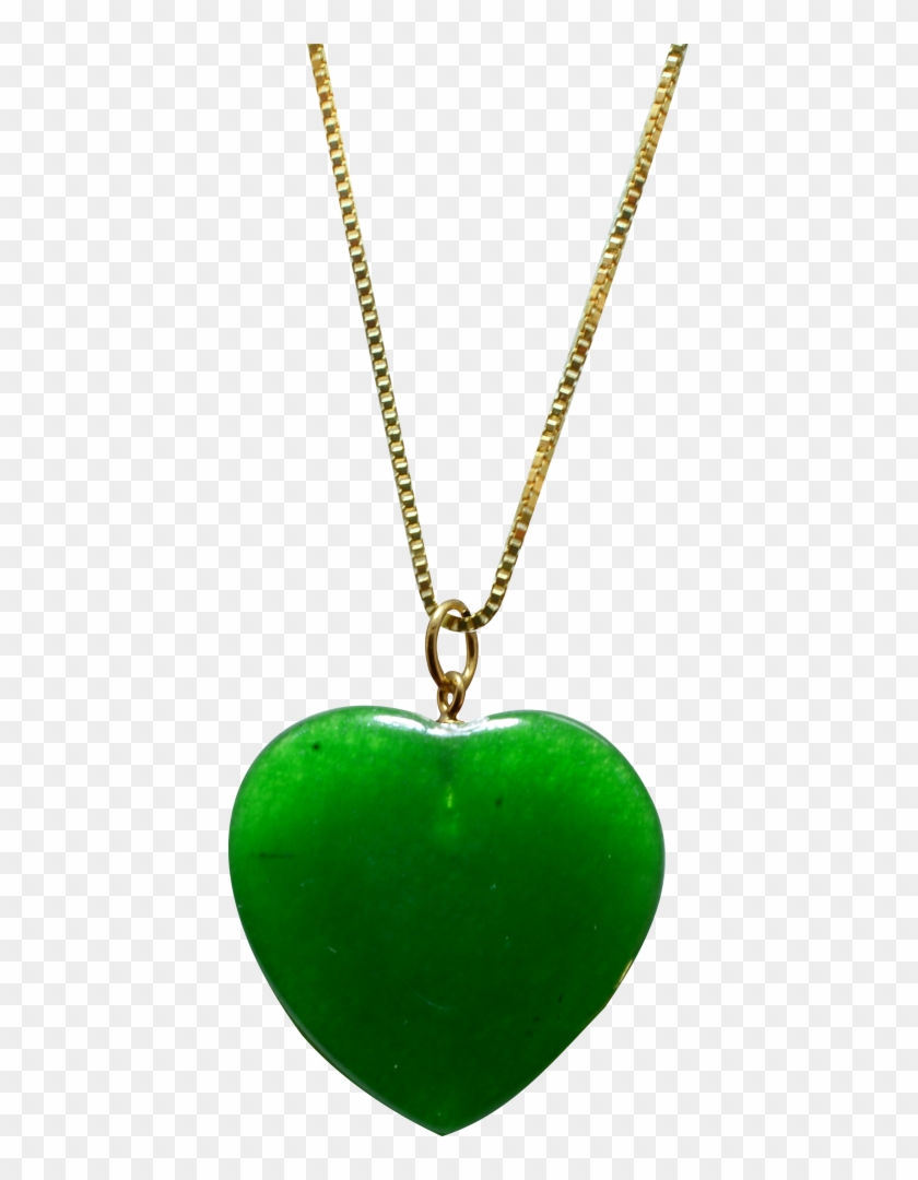 Corrente Com Coração Verde - Pingente De Coração Pedra Verde Clipart #3319092