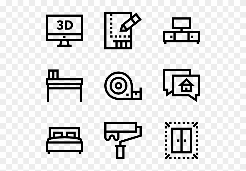 Interior Design - White Icons Png Clipart